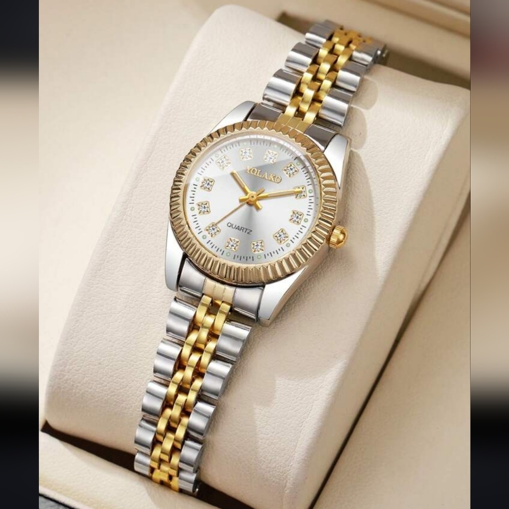 Two-Tone Gold and Silver Women’s Bracelet Watch - Fashion Jewlery